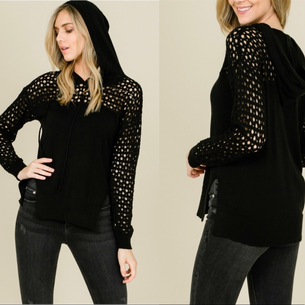 Stylish woman’s black Hoodie sweater